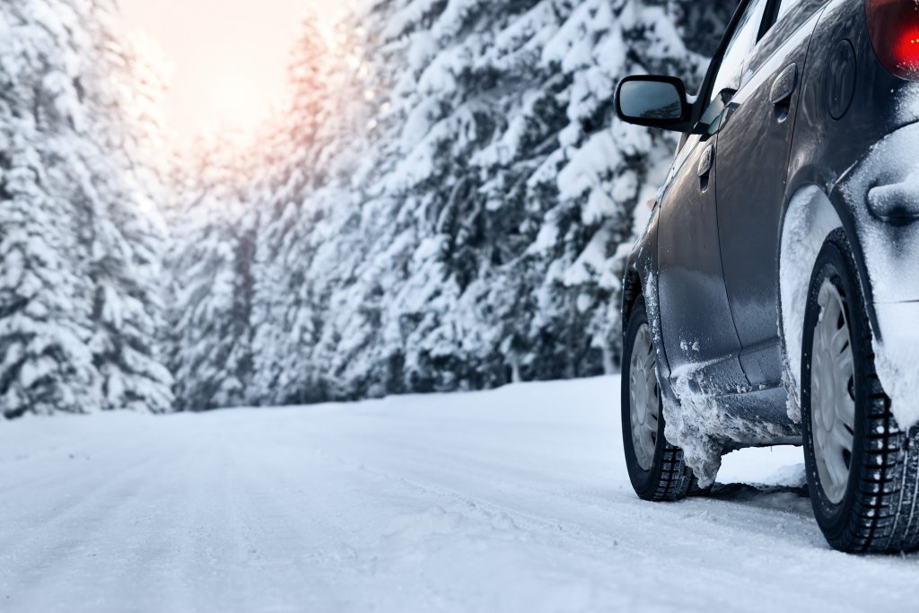 winter road in the morning